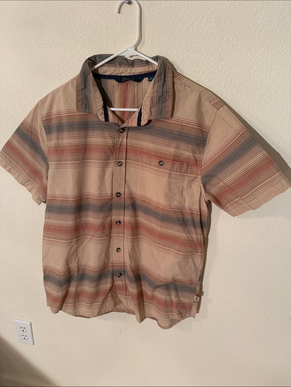 Men's Horizon Short-Sleeve Striped Button-Up Shirt - Tan Multicolor